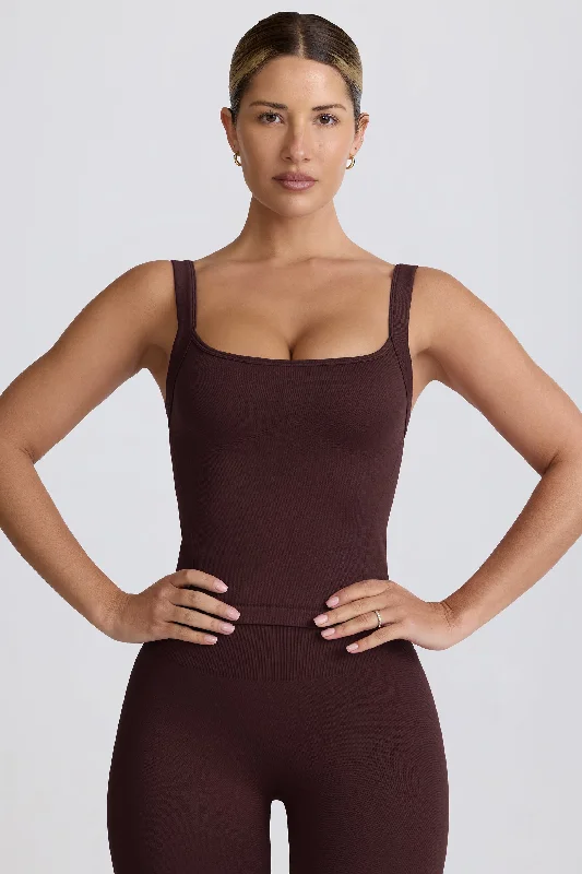 Colorful Clothing Super Sculpt Seamless Longline Tank Top in Chocolate