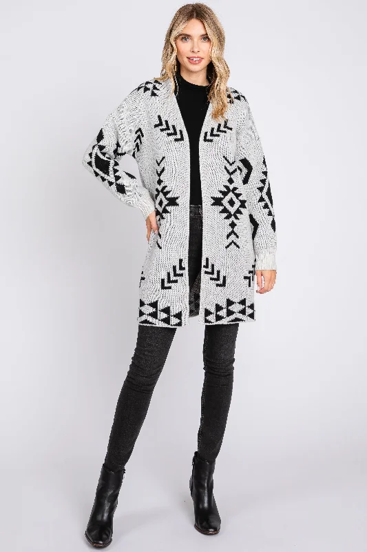 Trendy Boutique Online Ivory Print Cardigan