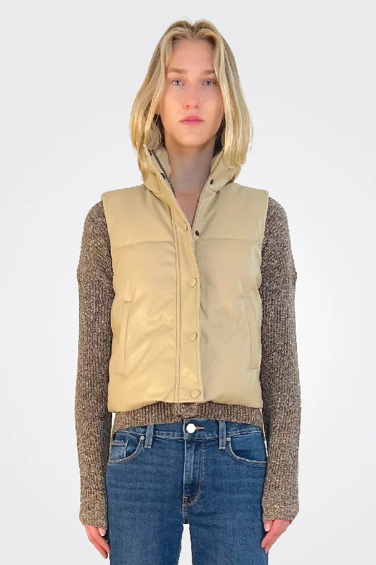 Unique Women's Fashion Pieces Everly Puffer Vest - Camel