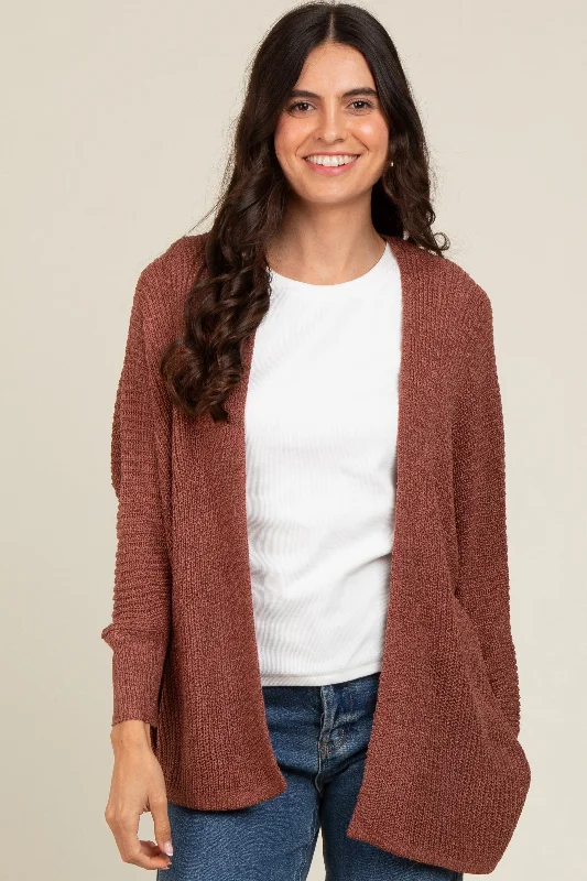 Trend Alert Rust Knit Open Front Cardigan