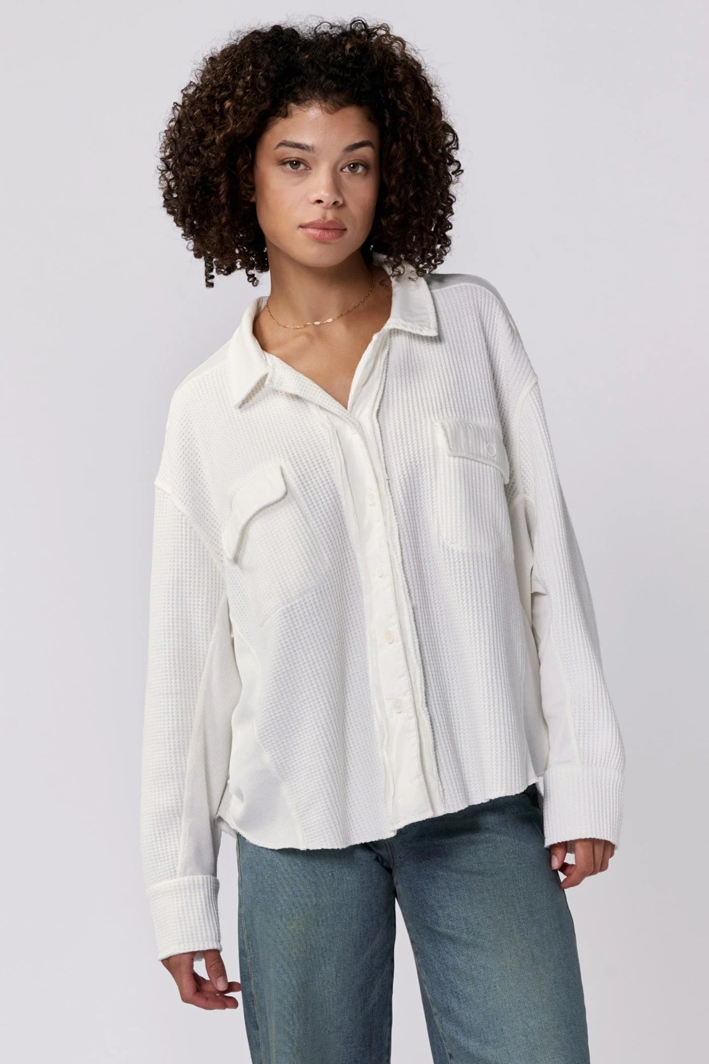 Women's Occasion Wear Apparel Foster Thermal Shirt Jacket - White