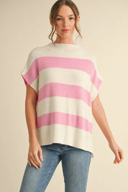 Women's Elegant Evening Outfit Striped Print Slay Sleeves Knit Top