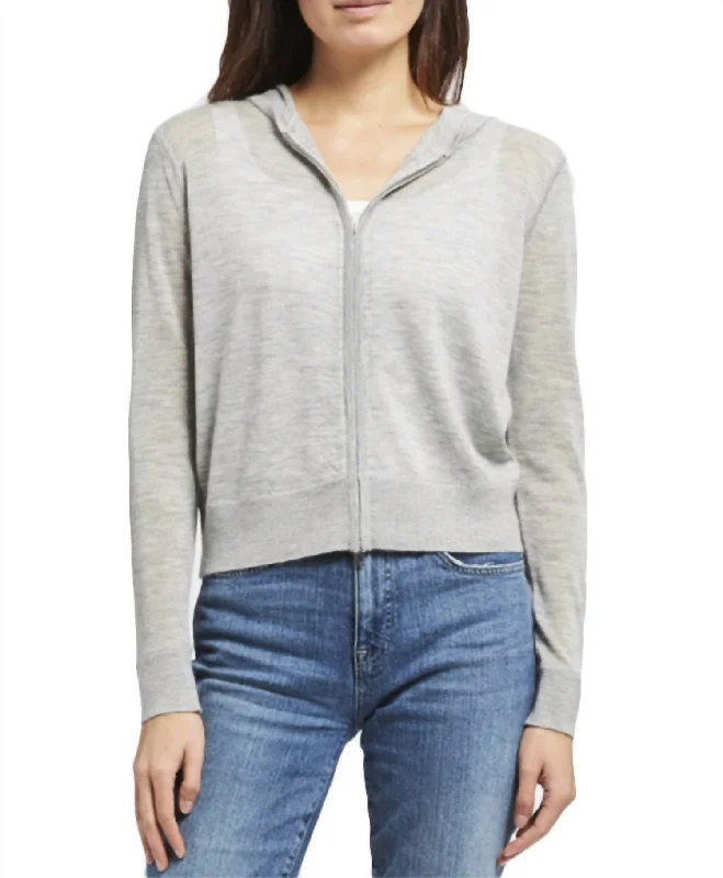 Casual and Comfortable Outfits Cashmere Hoodie In Light Grey Melange