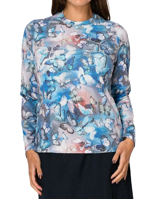 Women's Fashionable Attire For Work Butterfly Print Top