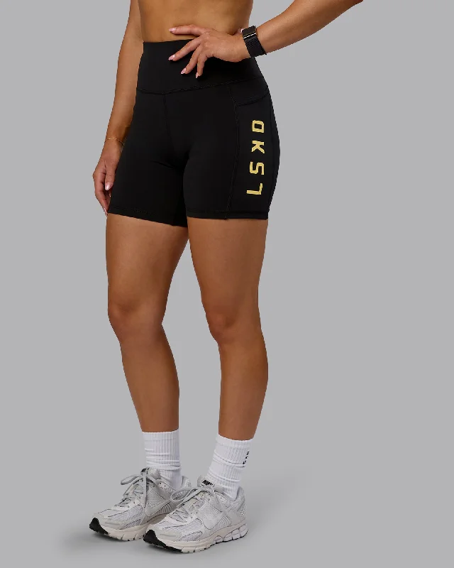 Women's Stylish Professional Apparel Rep Mid Shorts - Black-Lemon