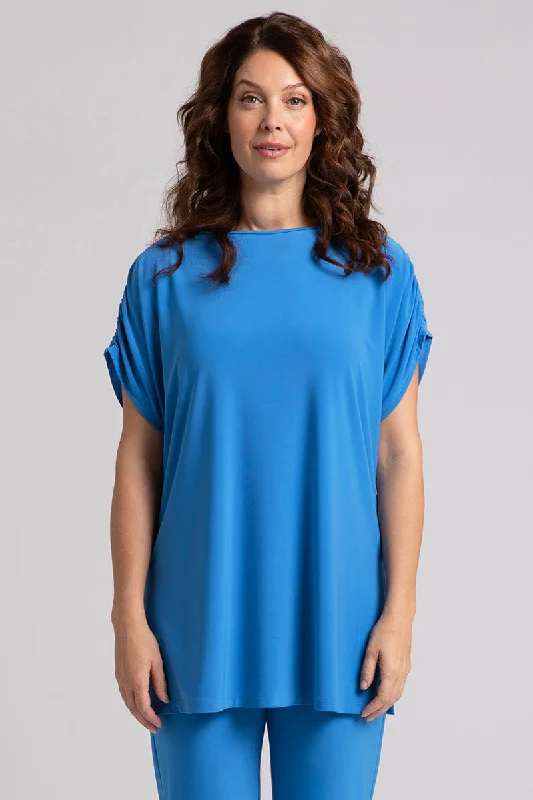 Sophisticated Women's Fashion Revelry Tunic with Ruched Shoulder | Marine