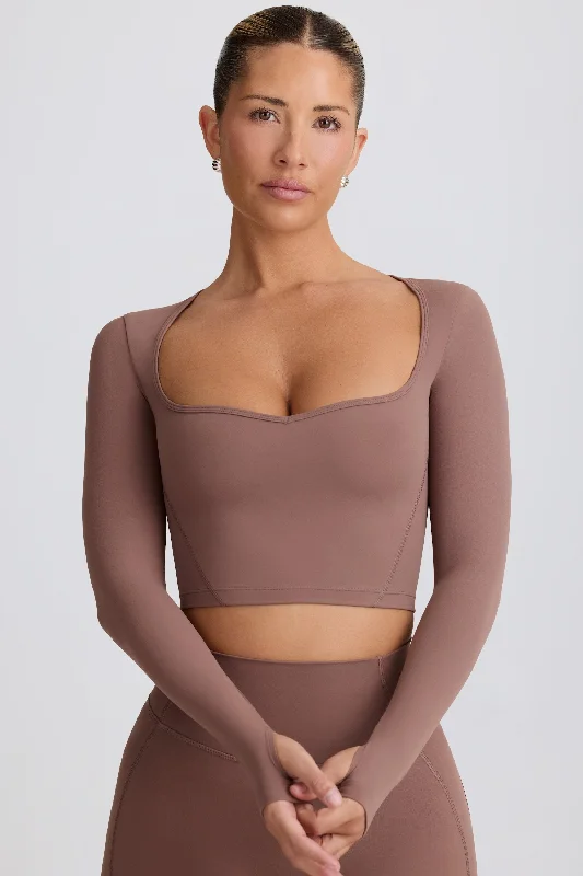 Best Online Clothing Boutiques Soft Active Sweetheart-Neck Crop Top in Mocha