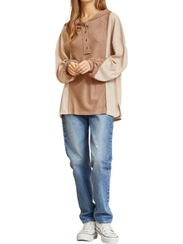 Casual Chic What A Find Hooded Pullover In Mocha