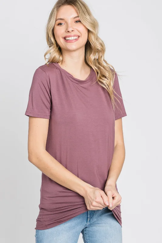 Timeless Women's Apparel Mauve Basic Short Sleeve Top