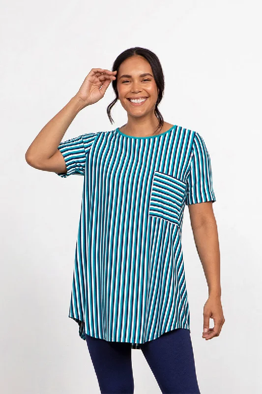 Women Online Clothing Boutiques Bamboo T-Shirt Pocket Tunic | Blue Multi