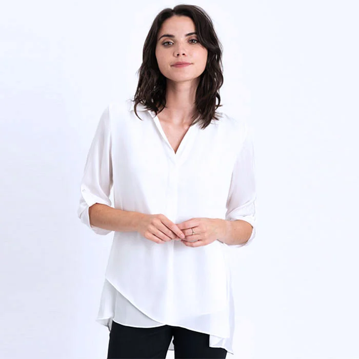 Women's Evening Wear Renuar Airflow Long Sleeve Blouse - White