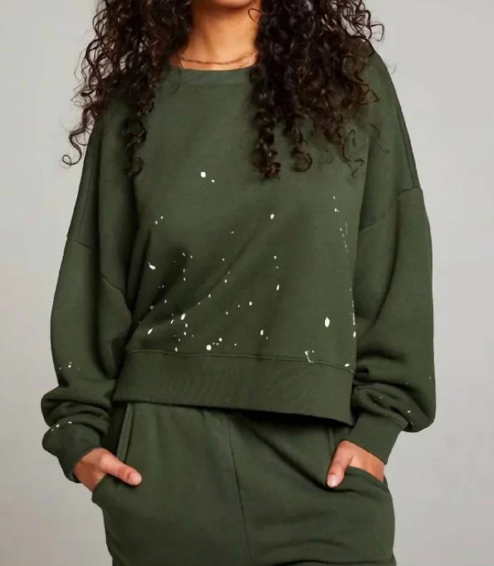 Versatile Outfits Ombré Pullover Splatter Paint In Forest Night