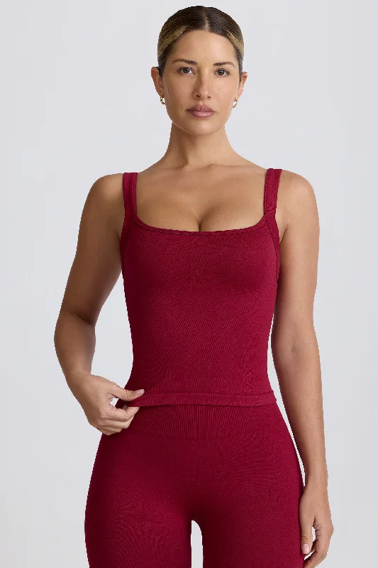 Vibrant Styles Super Sculpt Seamless Longline Tank Top in Burgundy