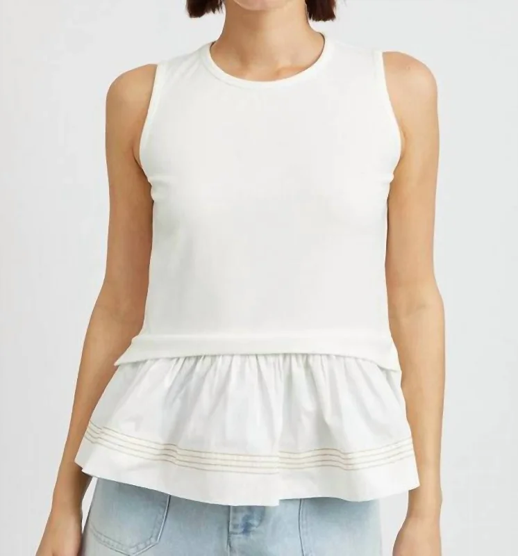 Best Clearance Sales Right Now Brianna Sleeveless Ruffle Top In White