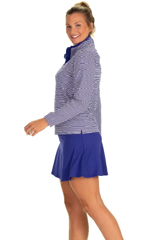 Women's Formal Apparel The Performance Tory Pullover in Blue Pinstripe