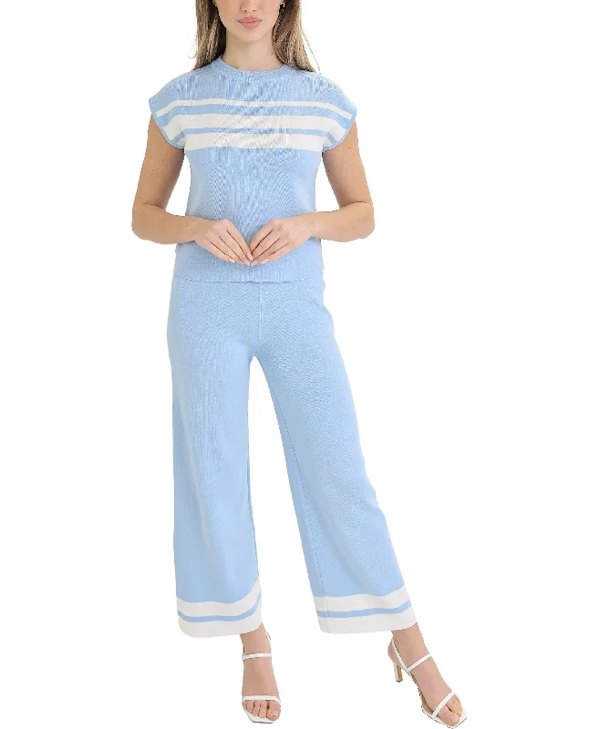 Women's Clothes for All-Day Comfort and Style Stripe Knit Top & Pants Set- 2 Pc Set