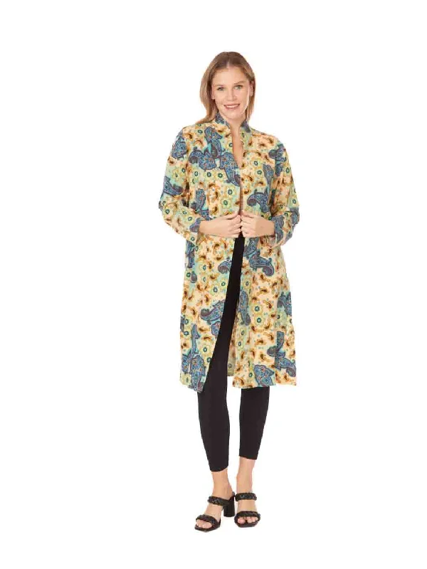 Elegant Styles Tianello TENCEL™  "Gran Paisley" Print Long "Selena"  Duster Jacket