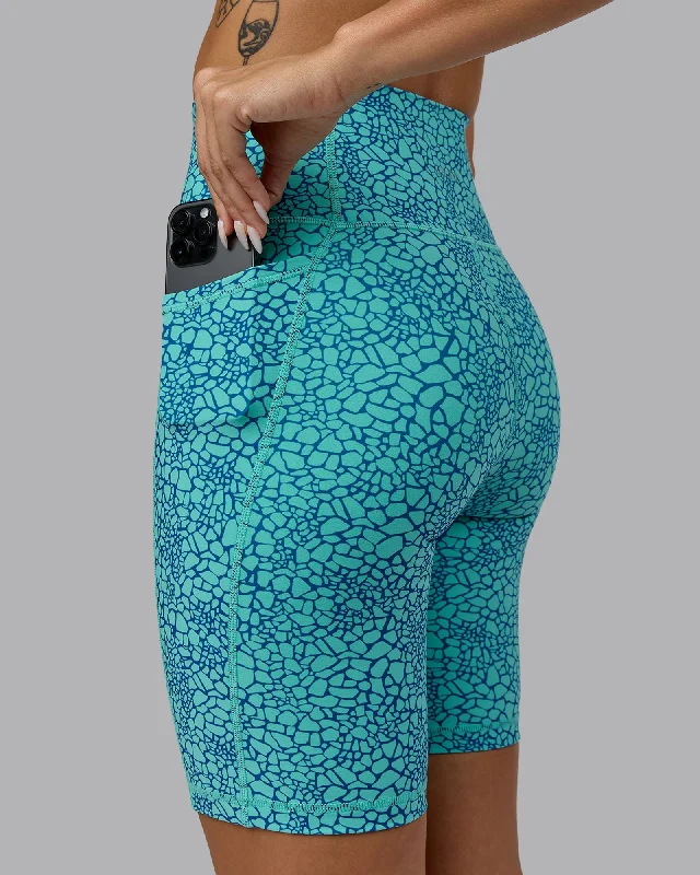 Women's Athleisure Apparel Fusion Bike Shorts With Pockets - Aquatic Awe Vitality Print