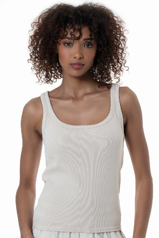 Women's Athleisure Apparel Scoop Neck Tank Top _ 154564 _ Stone