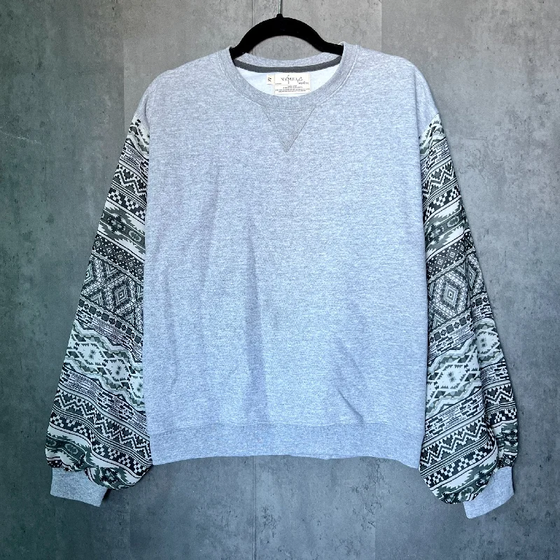 Vintage-Inspired Garments Puff Sleeve Sweatshirt - Geo Print