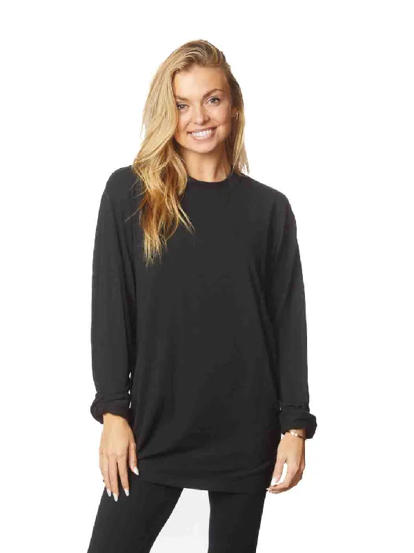 Women's Everyday Attire Tianello TENCEL™ "Whisper" Knit Oversized  Long Sleeve "Boy Friend" Tee Shirt