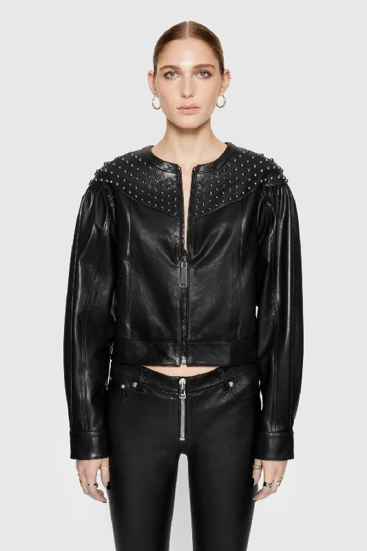 Women's Vintage Garments Ozzy Studded Leather Jacket