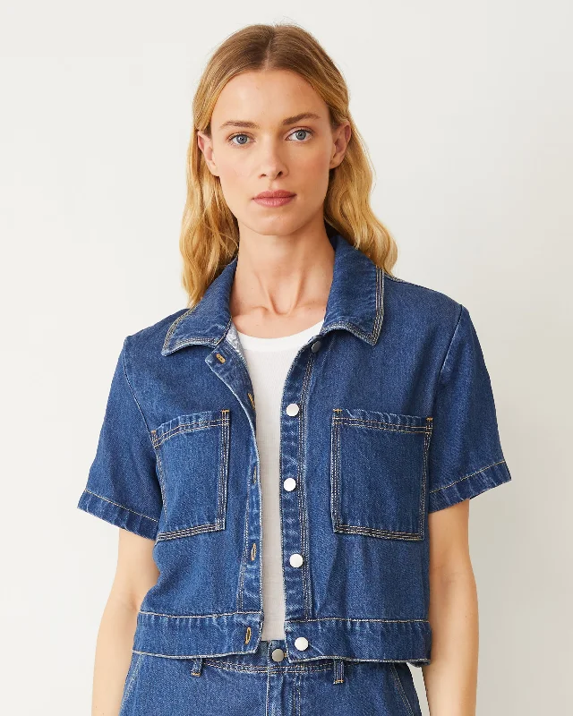 Online Boutiques Affordable Soft Denim Short Sleeve Shirt