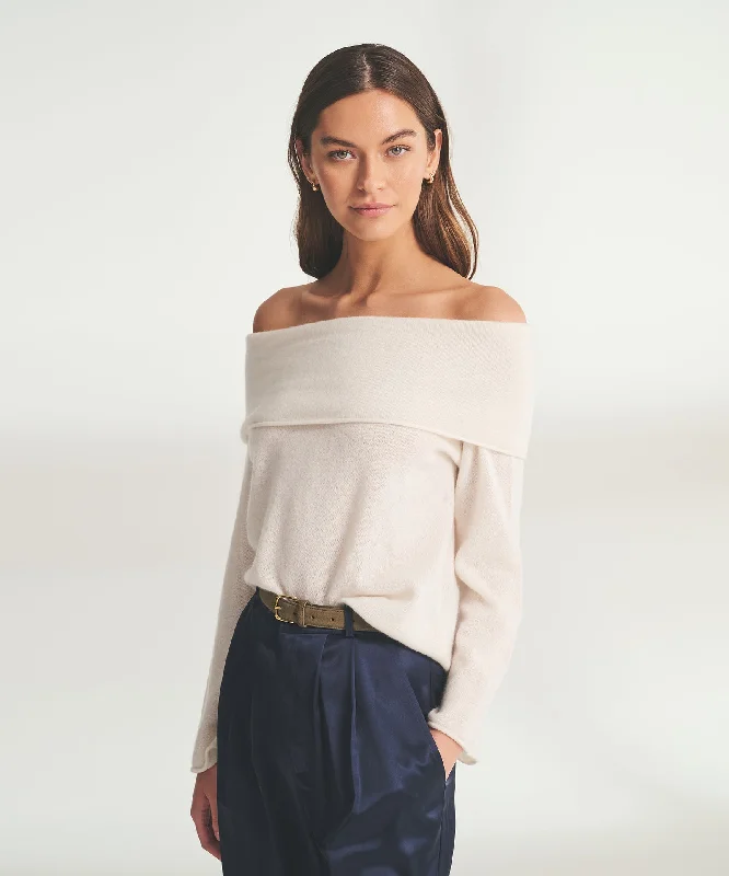 Stylish Women's Outfit Lightweight Cashmere Off The Shoulder Top