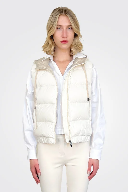 Clothes For Women Short Hooded Goose Down Vest - Warm White