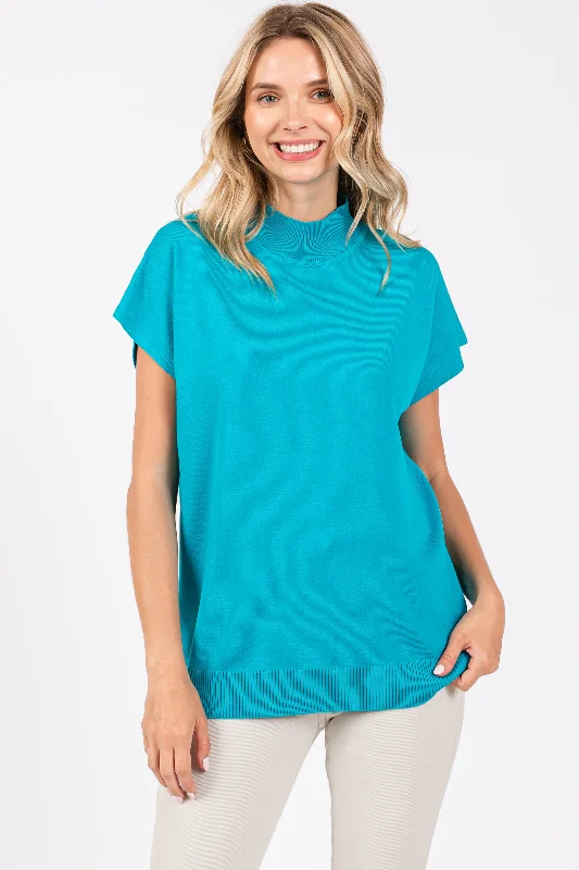 Sales For Clothes Teal Mock Neck Knit Top