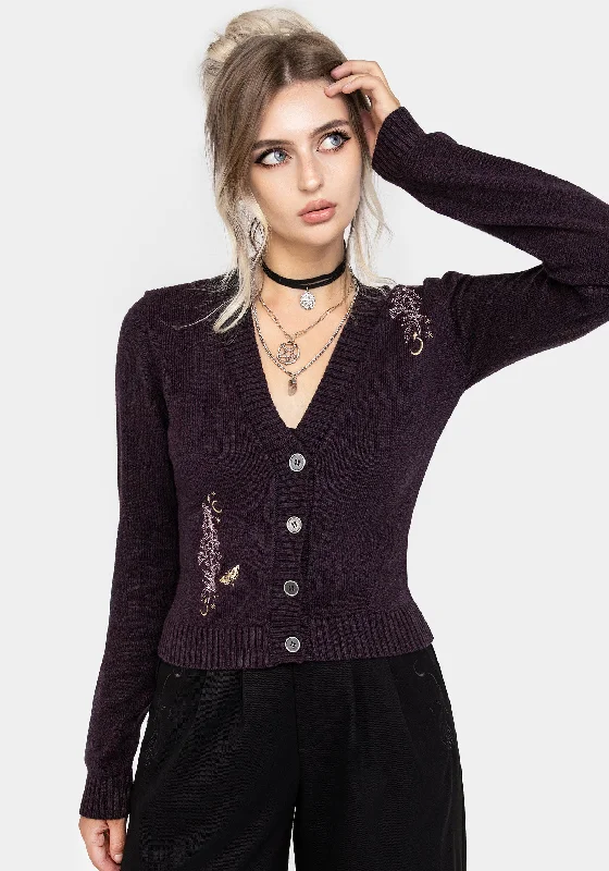 High End Women's Wear Foxglove Embroidered Knit Cardigan