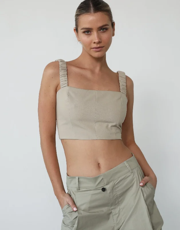 Top 10 Women's Online Clothing Stores Midsummer Crop Top (Beige)