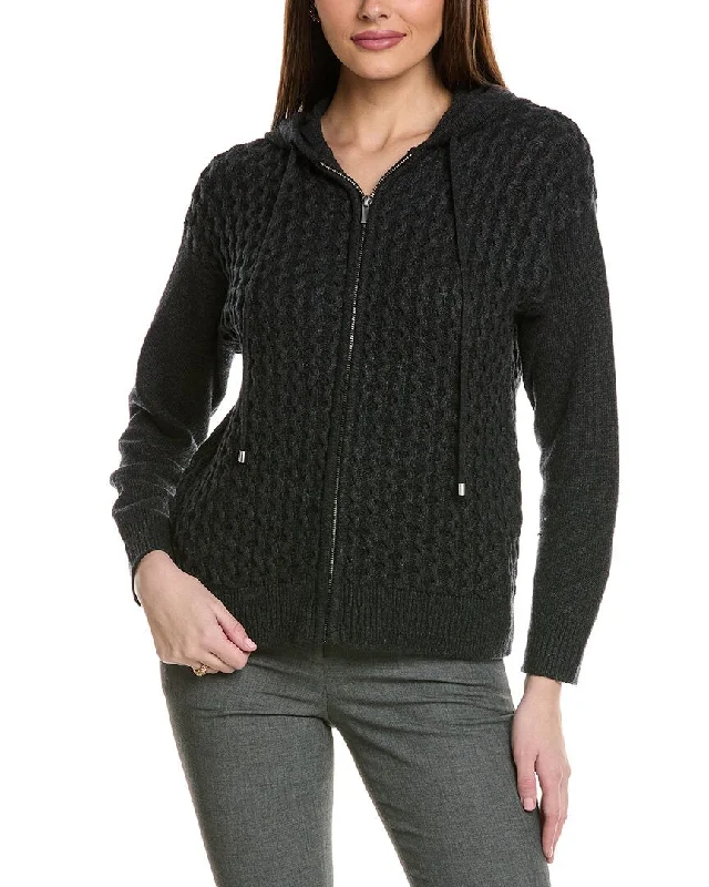 Casual Style for Busy Women Anne Klein Zip Wool & Cashmere-Blend Hoodie