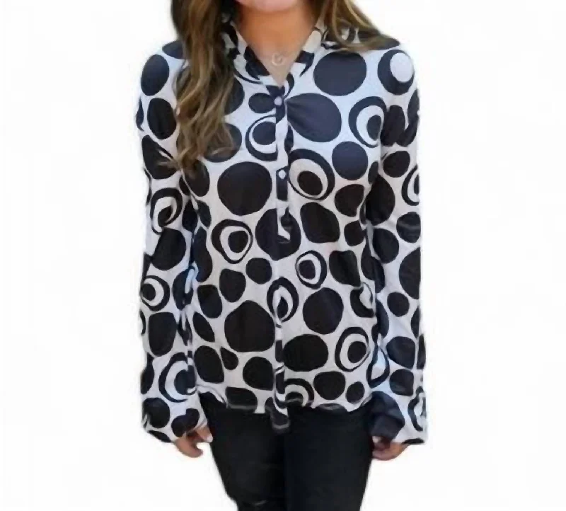 Chic & Cozy Apparel Polka Dot Pullover Top In Black/white