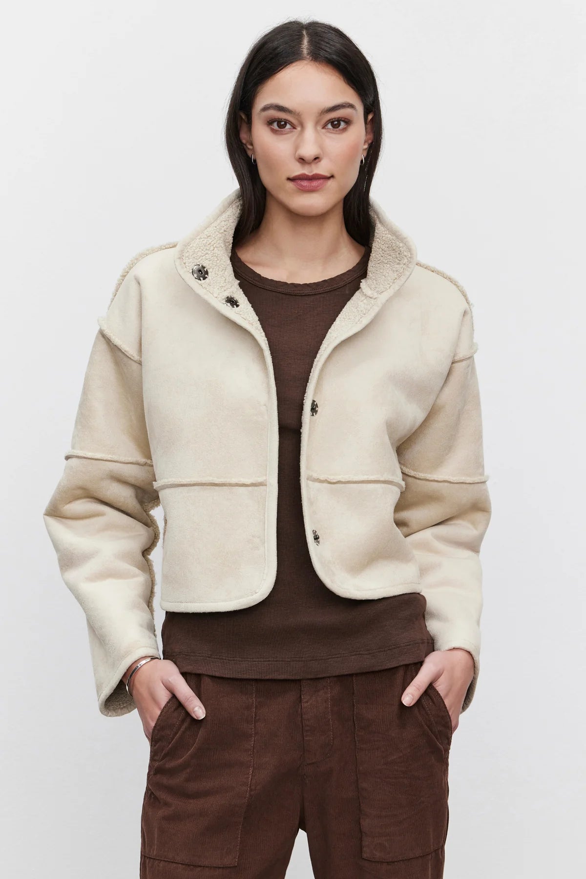 Women's Clothes Kelly Luxe Sherpa Reversible Jacket - Ecru