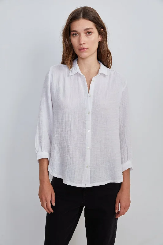 Vintage Women's Fashion DAYNA 3/4 SLEEVE BUTTON-UP BLOUSE