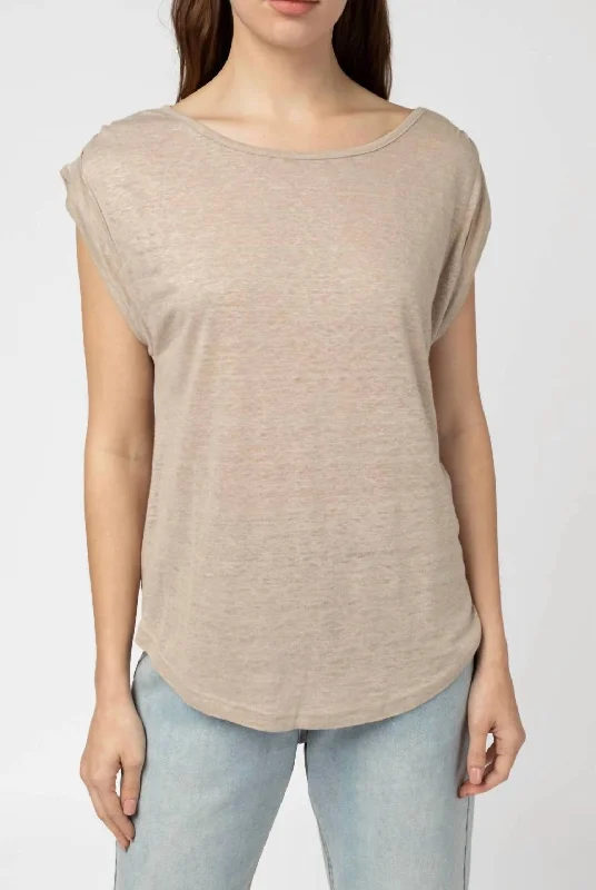 Casual Outfit For Women Linen Knit Top In Taupe