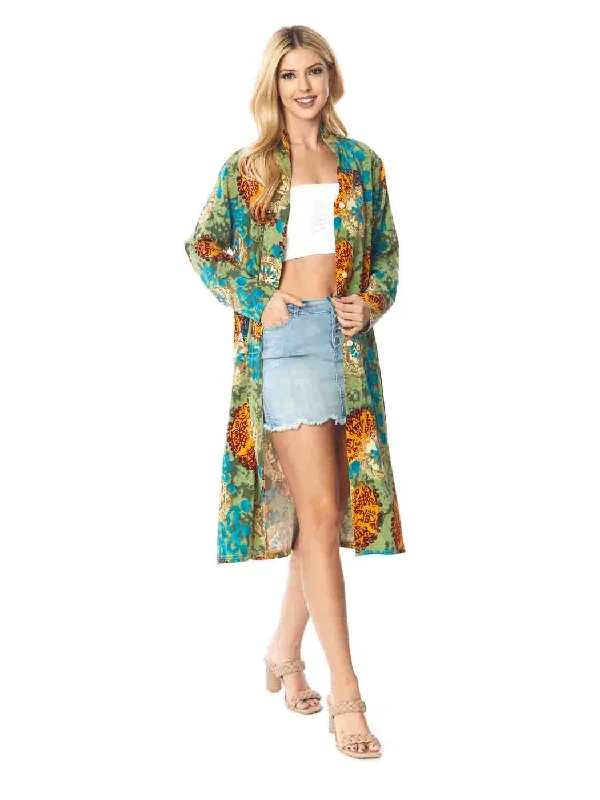 Premium Style Tianello TENCEL™  Print "New Moon" Long "SELENA"  Duster Jacket