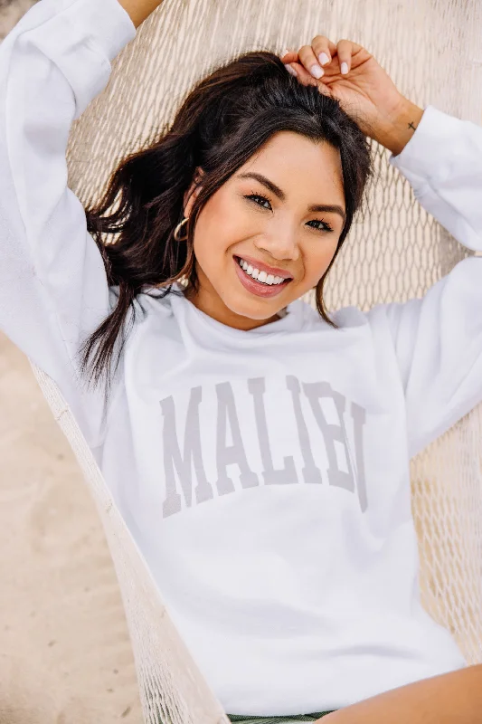 Comfortable Women's Attire Malibu White Graphic Sweatshirt