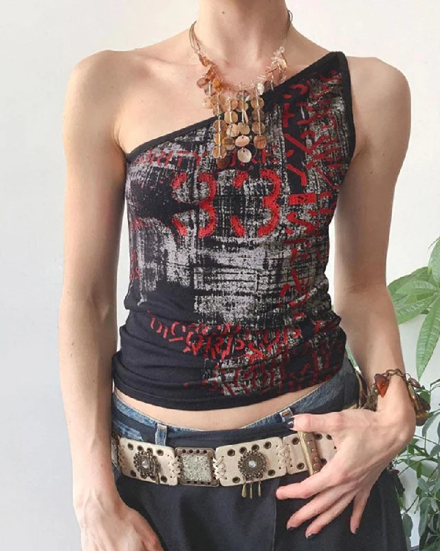 Women's Fashion Clothing Meteor Grunge One Shoulder Top