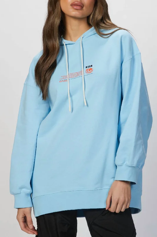 Formal Outfit For Women Graphic-Print Drawstring Hoodie In Light Blue