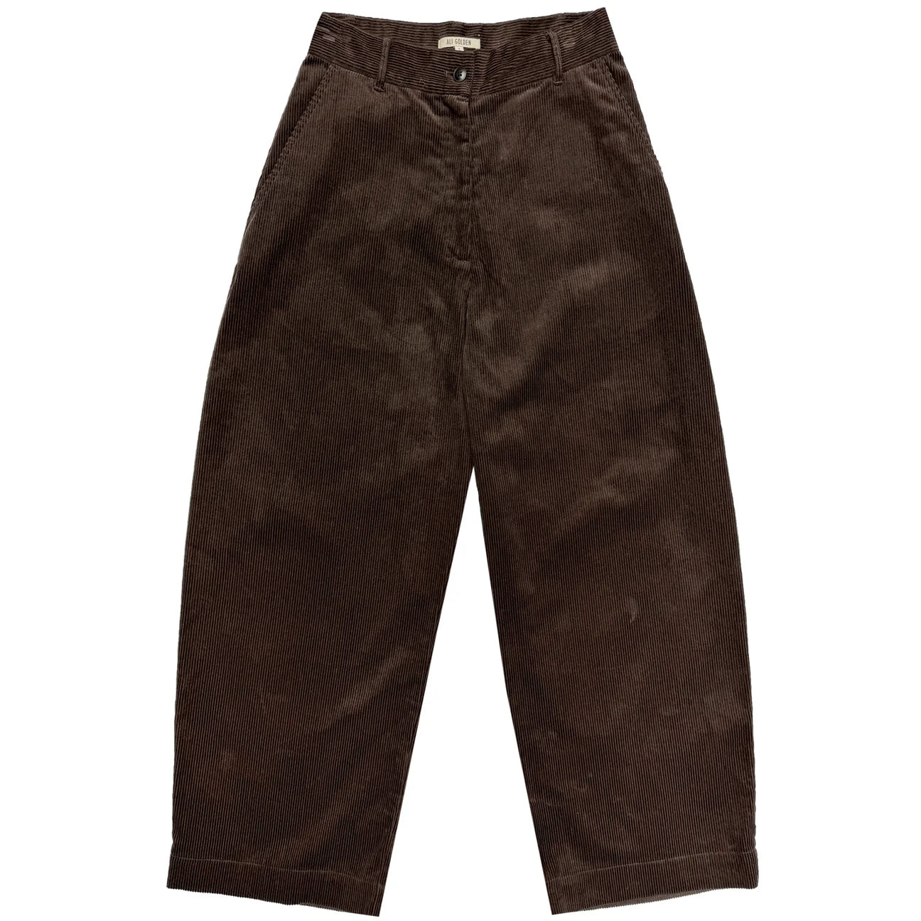 Women's Layered Outfit Chocolate Corduroy Loose Barrel Pant