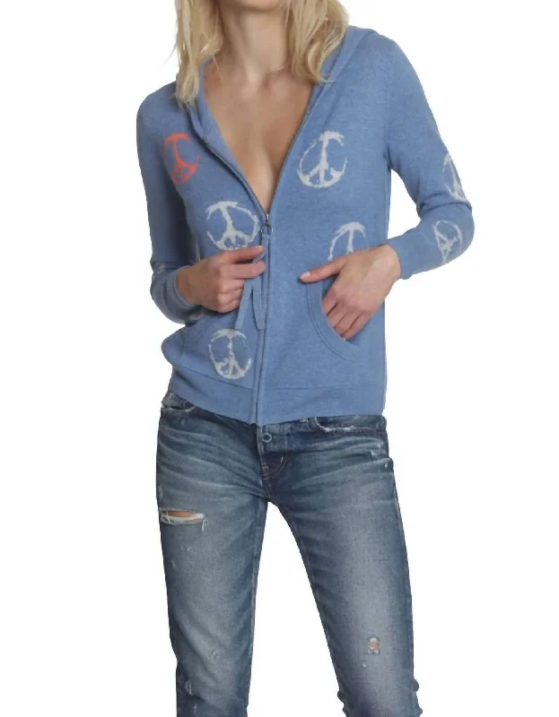 Workwear Fashion for Women Peace Out Hoodie In Denim