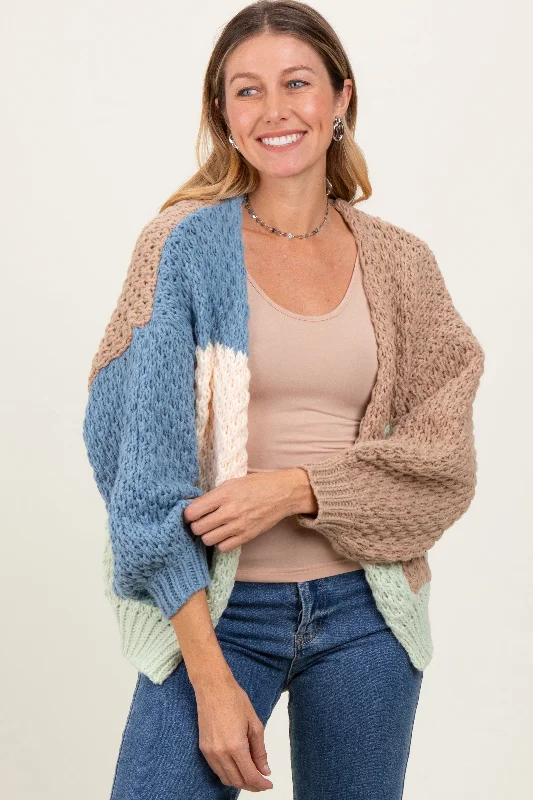 Women's Versatile Apparel Multicolor Chunky Crochet Knit Cardigan