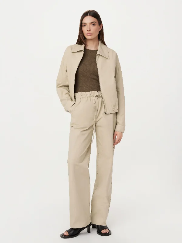 Women's Travel Attire The Annie Paper Bag Loose Pant in Light Beige