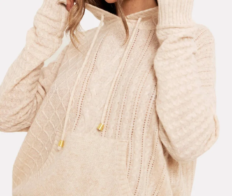 Early Bird Offer Luxe Cashmere Cable Hoodie In Cygnet