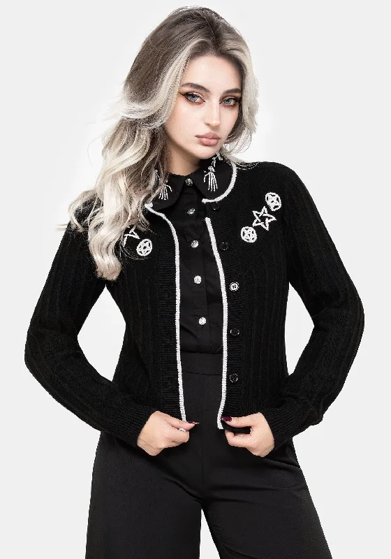 Women's Casual Apparel For Weekends Pentagram Embroidered Cardigan