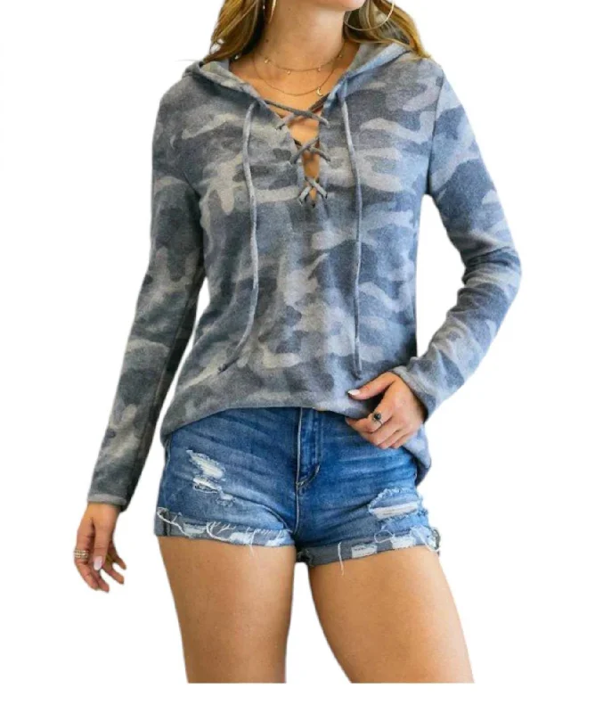 Casual Chic for Women Brushed Hoodie In Camo Print