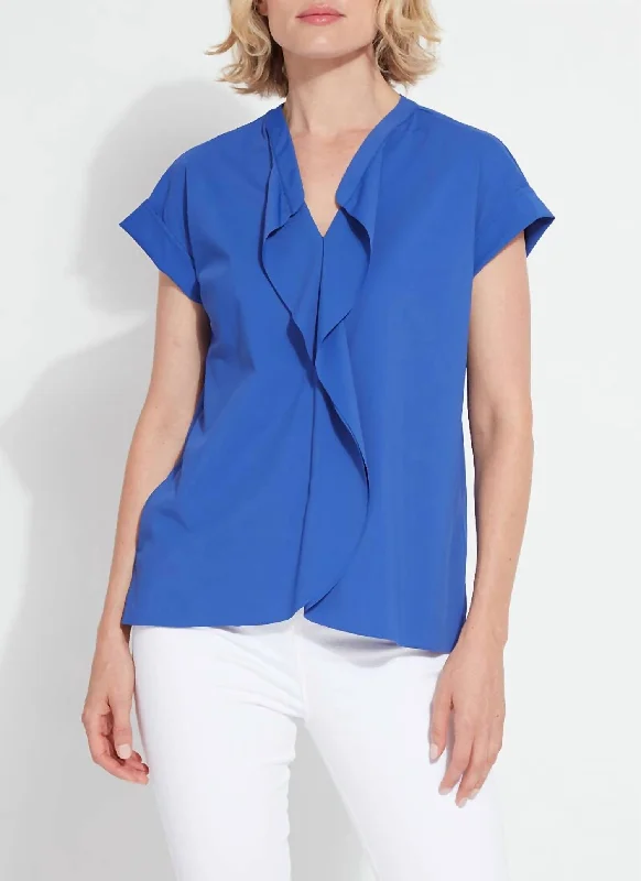 Chic Casual Style Alessia Pullover Top In Cobalt Pop