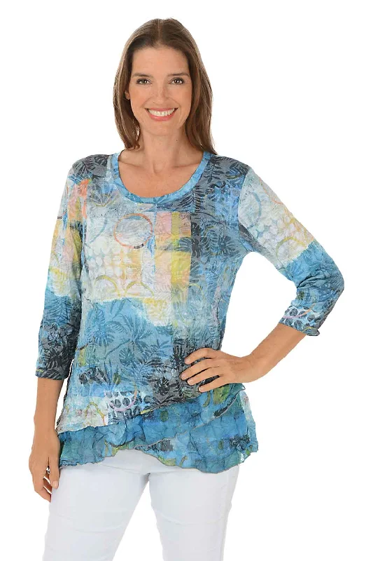 Affordable Women's Garments Rising Sun Assymetrical Crinkle Tunic